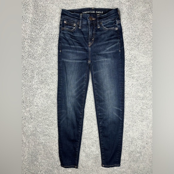 American Eagle Jeans Womens 000 Short Hi Rise Jegging The Luxe Jean Dark Stretch - Picture 1 of 5